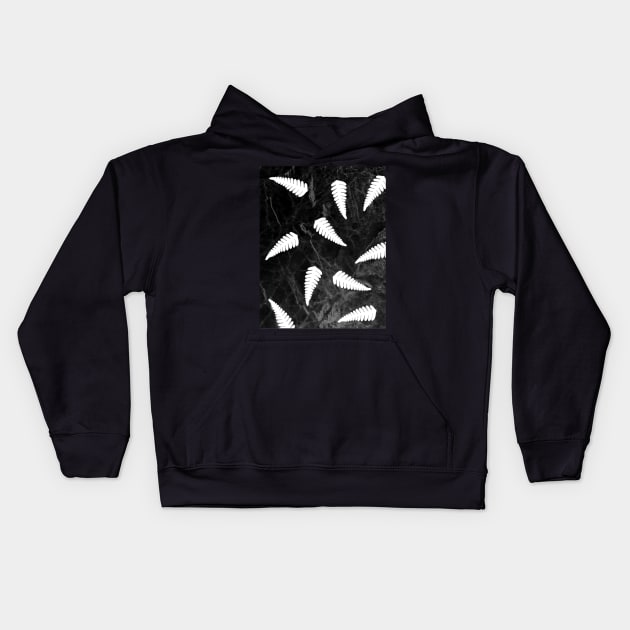 Ferns On Black Kids Hoodie by RONSHOP